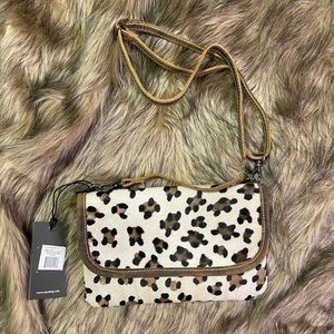NWT leopard print genuine hair on hide and leather